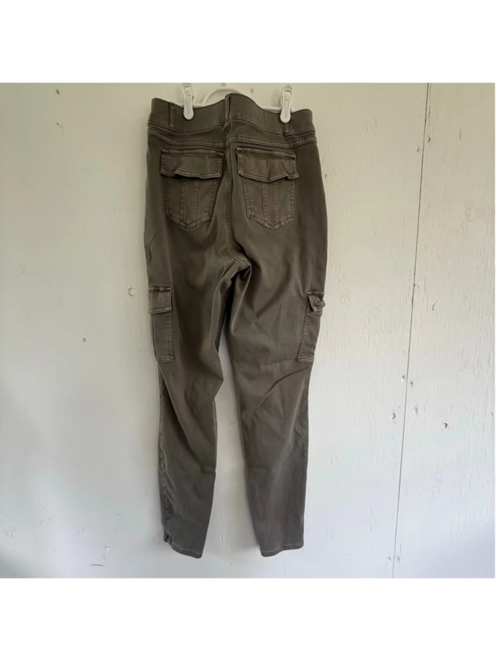 Spanx Stretch Twill Ankle Cargo Pants Khaki Tan Size Large Tall